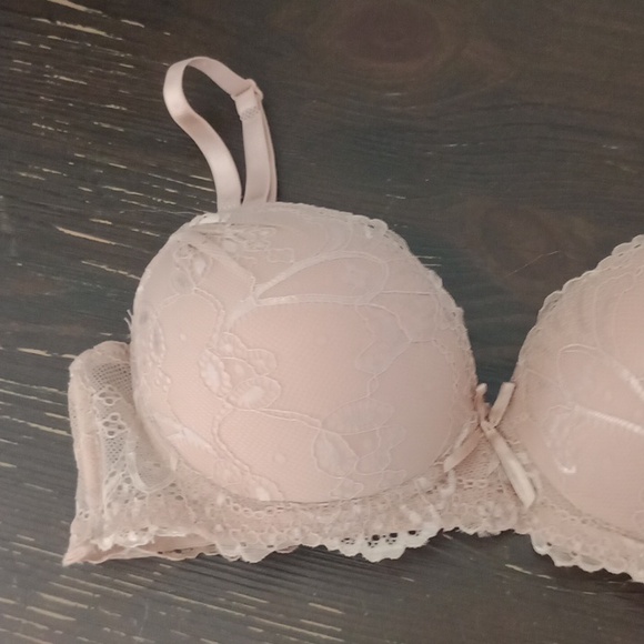 2x 34 B Nude & Black Double Pushup Lace Bra - Picture 3 of 10